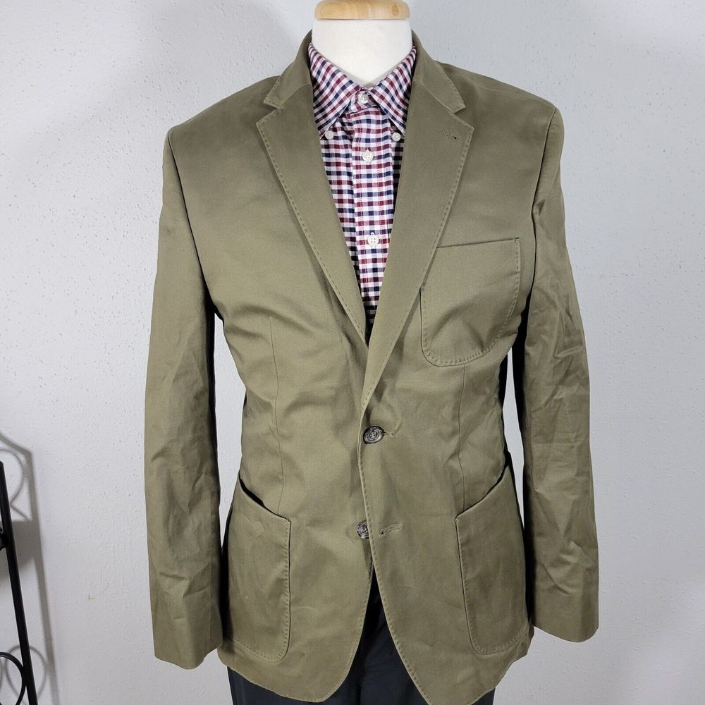 Joseph Abboud Men's Sport Coat Blazer Two Button Solid Green Cotton Size MEDIUM